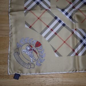 Burberry Beige Check Silk Square Scarf 34”